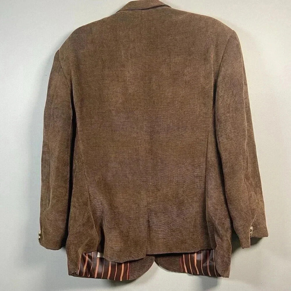 Venezzi Sport Coat L Brown Lined Textured Cosplay Eclectic Zipper Fall Business - Picture 10 of 14